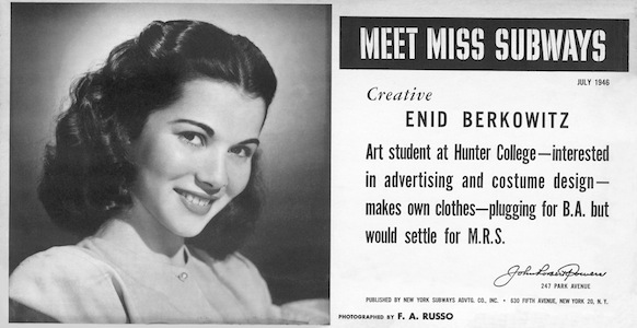Enid Berkowitz - Miss Subway July 1945